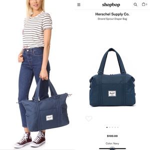 New Herschel navy strand sprout diaper bag